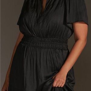 Anthropologie The Somerset Black Satin Maxi
